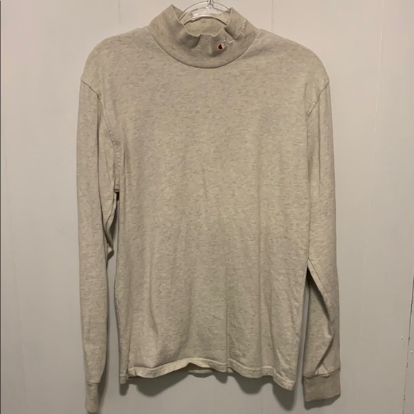 Champion Men's Cream Long Sleeve Mock Neck Size Small - Picture 1 of 7